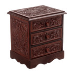 Wood and leather chest, 'Classic Magnificence' - Baroque-Inspired Embossed Mohena Wood and Leather Chest