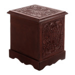 Wood and leather chest, 'Classic Magnificence' - Baroque-Inspired Embossed Mohena Wood and Leather Chest