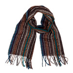 Baby alpaca blend scarf, 'Andean Colors' - Handwoven Striped Fringed Unisex Baby Alpaca Blend Scarf