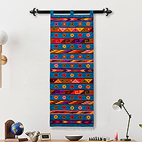 Wollteppich, „Inca Testimony“ – Inka-inspirierter handgewebter bunter Wollteppich aus Peru