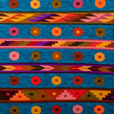 Tapiz de lana - Tapiz de lana colorido tejido a mano de inspiración inca de Perú