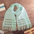 Cotton scarf, 'Bright Jade' - Handloomed Green and Jade Fringed Cotton Scarf from Peru