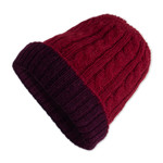 Reversible 100% alpaca hat, 'Warm and Stunning' - Reversible 100% Alpaca Cable Knit Hat in Burgundy and Red