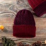 Reversible 100% alpaca hat, 'Warm and Stunning' - Reversible 100% Alpaca Cable Knit Hat in Burgundy and Red