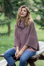 100% baby alpaca poncho, 'Rosewood Illusions' - 100% Baby Alpaca Pink Poncho with Honeycomb Patterns
