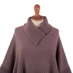 100% baby alpaca poncho, 'Rosewood Illusions' - 100% Baby Alpaca Pink Poncho with Honeycomb Patterns