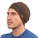 Alpaca blend knit skull cap, 'Sepia Minds' - Unisex Soft Alpaca Blend Knit Hat in Sepia Brown