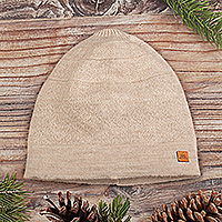 Alpaca blend knit skull cap, Ecru Minds