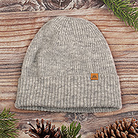 Alpaca blend knit beanie, Fog Grey Age