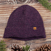 Alpaca blend knit beanie, 'Boysenberry Age' - Alpaca and Wool Blend Knit Beanie Hat in Boysenberry Purple