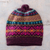 100% alpaca hat, 'Inca Pompom' - 100% Alpaca Knit Hat in Purple with Pompom and Andean Motifs