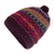 100% alpaca hat, 'Inca Pompom' - 100% Alpaca Knit Hat in Purple with Pompom and Andean Motifs