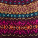 100% alpaca hat, 'Inca Pompom' - 100% Alpaca Knit Hat in Purple with Pompom and Andean Motifs