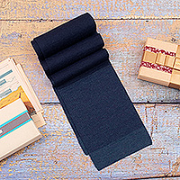 Men's alpaca blend reversible scarf, 'Elegant Touch in Blue' - Men's Knit Alpaca Blend Reversible Scarf in Blue Shades