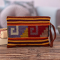 Wool cosmetic bag, 'Inca Traditions' - Handwoven Classic Patterned Wool Cosmetic Bag with Zipper