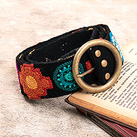 Embroidered wool belt, 'Dawn Star' - Inca-Themed Colorful Embroidered Wool Belt from the Andes