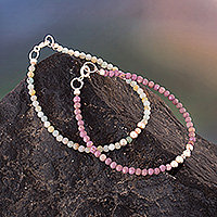 Phosphosiderite and opal beaded bracelets, Sweet Mysticism (set of 2)