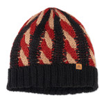 Alpaca blend knit hat, 'Braided Red' - Cable Knit Alpaca Blend Hat in Black and Red Hues