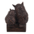 Cedarwood figurine, 'Nocturnals in Love' - Hand-Carved Rustic Cedarwood Figurine of Two Owls from Peru