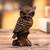 Cedarwood figurine, 'Wings of Mystery' - Hand-Carved Cedarwood Figurine with Owl Motif from Peru