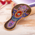 Reverse-painted hand mirror, 'Princess Reflection' - Floral Patterned Reverse-Painted Wood Hand Mirror from Peru