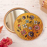 Reverse-painted pocket  mirror, Jolly Spring