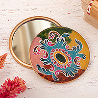 Reverse-painted pocket mirror, Primaveral Majesty