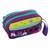 Applique cotton blend cosmetic bag, 'Llama Sunrise' - Cotton Blend Four-Compartment Cosmetic Toiletry Bag