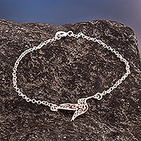 Sterling silver pendant bracelet, 'Hummingbird Vitality' - Fantasy-Inspired Hummingbird-Themed Sterling Silver Bracelet