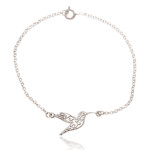 Sterling silver pendant bracelet, 'Hummingbird Vitality' - Fantasy-Inspired Hummingbird-Themed Sterling Silver Bracelet