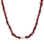 Gold-accented garnet and cultured pearl beaded necklace, 'Passion Pearl' - Garnet and White Pearl Beaded Necklace with Golden Accents