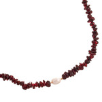 Gold-accented garnet and cultured pearl beaded necklace, 'Passion Pearl' - Garnet and White Pearl Beaded Necklace with Golden Accents