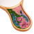 Reverse-painted glass hand mirror, 'Primaveral Fields' - Baroque-Themed Floral Reverse-Painted Glass Wood Hand Mirror (image 2d) thumbail