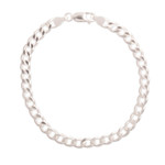 Men's sterling silver chain bracelet, 'Classic Silver' - Men's High-Polished Sterling Silver Curb Link Chain Bracelet