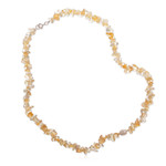 Gold-accented citrine and cultured pearl beaded necklace, 'Prosperity Pearl' - Gold-Accented Citrine and Silver-White Pearl Beaded Necklace