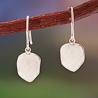 Sterling silver dangle earrings, 'Silk Leaf' - Modern Silver Dangle Earrings with Abstract Leaf Design