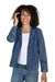 Cotton jacket, 'Andean Fields in Blue' - Cotton Jacket with Floral Embroidery in Midnight Blue Shade
