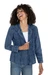 Cotton jacket, 'Andean Fields in Blue' - Cotton Jacket with Floral Embroidery in Midnight Blue Shade