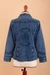 Cotton jacket, 'Andean Fields in Blue' - Cotton Jacket with Floral Embroidery in Midnight Blue Shade