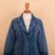 Cotton jacket, 'Andean Fields in Blue' - Cotton Jacket with Floral Embroidery in Midnight Blue Shade