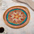 Reverse-painted glass tray, 'Spring Dawn' - Floral Reverse-Painted Glass Tray in Red and Turquoise Hues