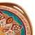 Reverse-painted glass tray, 'Spring Dawn' - Floral Reverse-Painted Glass Tray in Red and Turquoise Hues