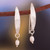 Cultured pearl dangle earrings, 'Pearly Leaves' - Hammered Sterling Silver and Cultured Pearl Dangle Earrings