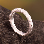 Sterling silver band ring, 'Intrepid Essence' - Avant-Garde Textured Sterling Silver Band Ring from Peru