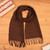 100% alpaca scarf, 'Nazca Glam' - Mahogany and Spice Fringed Alpaca Scarf Handwoven in Peru