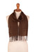 100% alpaca scarf, 'Nazca Glam' - Mahogany and Spice Fringed Alpaca Scarf Handwoven in Peru