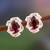 Cubic zirconia button earrings, 'Blazing Passion' - Red Faceted Cubic Zirconia Sterling Silver Button Earrings