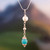 Amazonite and cultured pearl pendant necklace, 'Wave Reflection' - Silver Pendant Necklace with Amazonite and Cultured Pearl (image 2) thumbail