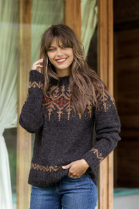 トップス latin colours Ecuador Knit 11747391 Woven Soft Classic Alpaca Blend Pullover Sweater from Peru