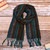 Baby alpaca blend scarf, 'Andean Landscapes' - Brown Aqua Handwoven Striped Fringed Baby Alpaca Blend Scarf
